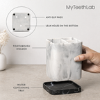 Premium Marble Bathroom Organizer – Toothbrush & Makeup Brush Holder with Removable Tray