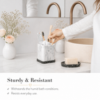 Premium Marble Bathroom Organizer – Toothbrush & Makeup Brush Holder with Removable Tray